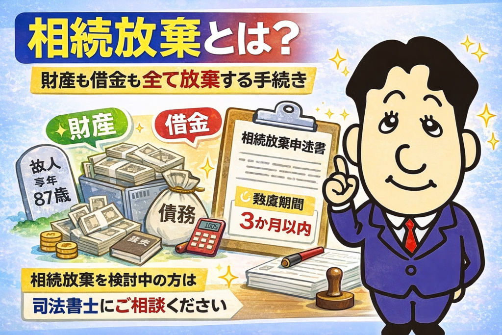 相続放棄とは？手続きの流れ・期限・必要書類について司法書士が解説する横濱つきあかり法務事務所のブログ記事アイキャッチ画像
