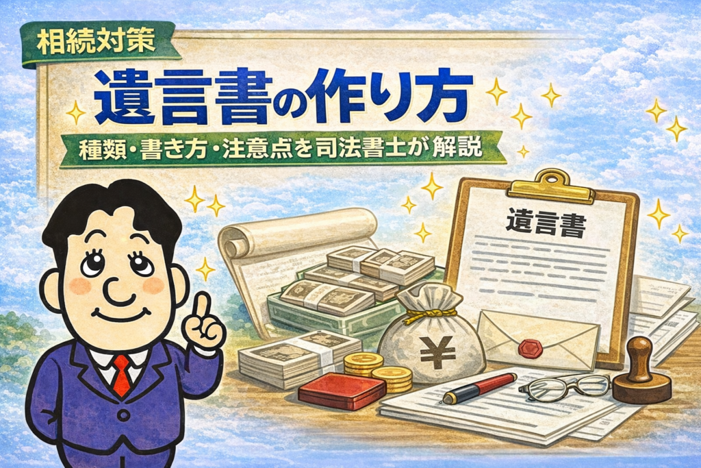 遺言書の作り方|種類・書き方・注意点について司法書士が解説する横濱つきあかり法務事務所のブログ記事アイキャッチ画像