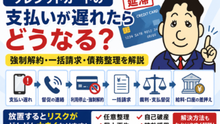 クレジットカードの支払いが遅れたらどうなる？強制解約・一括請求・債務整理を解説