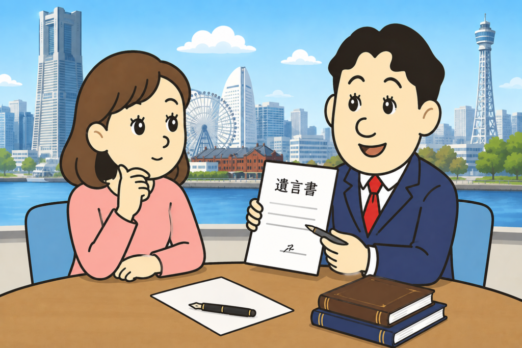 遺言書の作成について相談する方と司法書士
