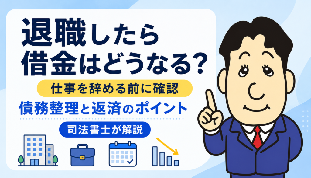 退職したら借金はどうなるか、仕事を辞める前の債務整理と返済のポイントを司法書士が解説する記事のアイキャッチ画像