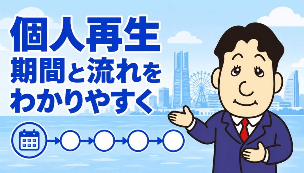 個人再生の相談から認可・返済開始までの期間と流れを司法書士が解説する横濱つきあかり法務事務所のブログ記事アイキャッチ画像