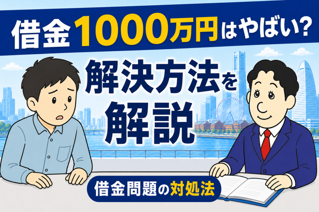借金1000万円の解決方法|返済できない場合の対処法について司法書士が解説する横濱つきあかり法務事務所のブログ記事アイキャッチ画像