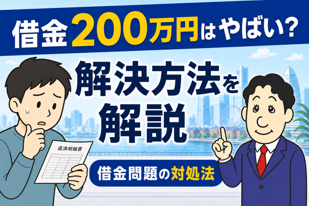 借金200万円の解決方法|返済できない場合の対処法について司法書士が解説する横濱つきあかり法務事務所のブログ記事アイキャッチ画像
