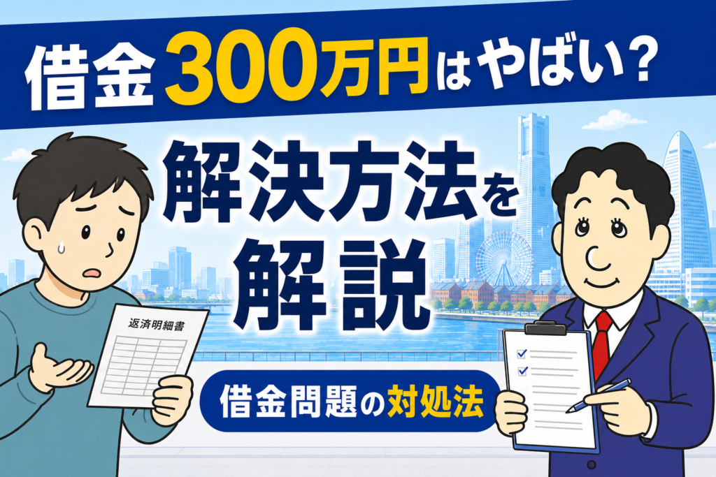 借金300万円の解決方法|返済できない場合の対処法について司法書士が解説する横濱つきあかり法務事務所のブログ記事アイキャッチ画像