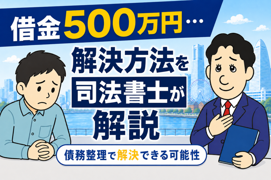 借金500万円は返せる?司法書士が教える現実的な解決方法について司法書士が解説する横濱つきあかり法務事務所のブログ記事アイキャッチ画像