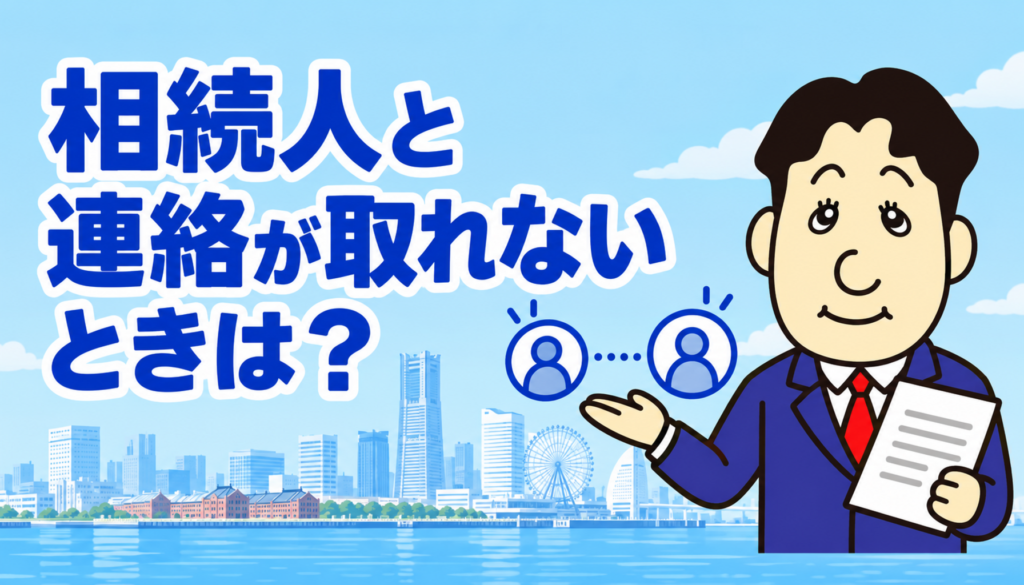 相続人の一人と連絡が取れない場合の遺産分割と相続登記について司法書士が解説する横濱つきあかり法務事務所のブログ記事アイキャッチ画像