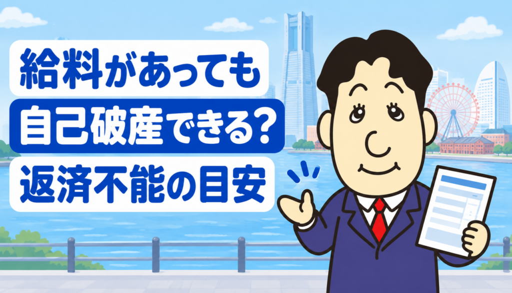 給与収入がある方の自己破産と返済不能の目安を司法書士が解説するブログ記事アイキャッチ画像