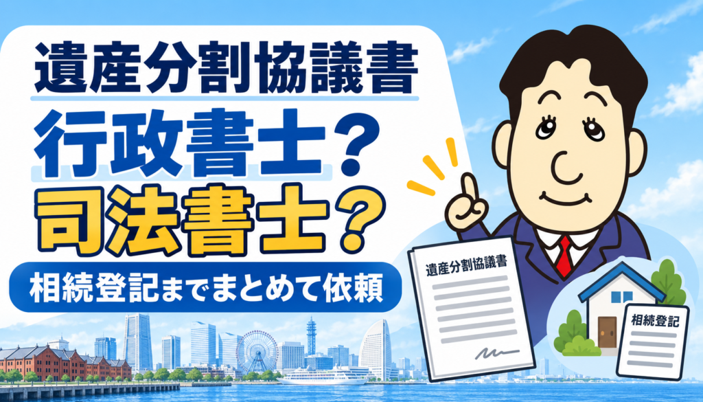 遺産分割協議書を行政書士と司法書士のどちらに依頼するか司法書士が解説する横濱つきあかり法務事務所のブログ記事アイキャッチ画像