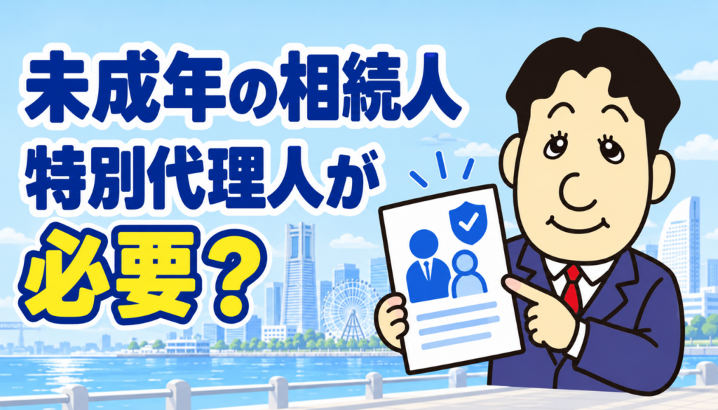 未成年の相続人がいる場合の特別代理人と遺産分割について司法書士が解説する横濱つきあかり法務事務所のブログ記事アイキャッチ画像