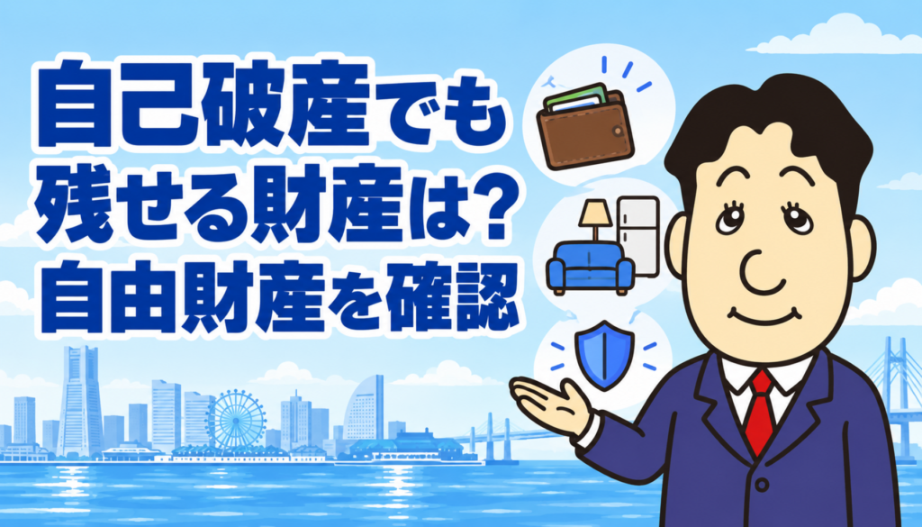 自己破産の自由財産拡張と残せる財産について司法書士が解説する記事のアイキャッチ画像